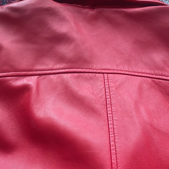 Nasty Gal Red Leather Moto Jacket Genuine Leather - Picture 8 of 11